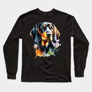 Watercolor Black And Tan Coonhound Long Sleeve T-Shirt